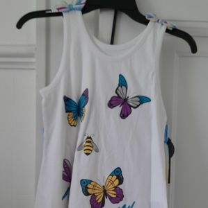 Kids Butterfly Print Matching Set - White